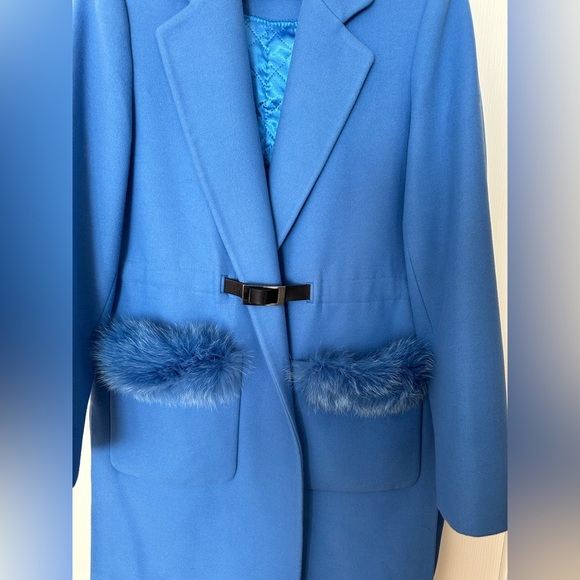 Elegant Blue Women's Coat Bella Roza made in Turkey 🇹🇷 - Picture 3 of 7